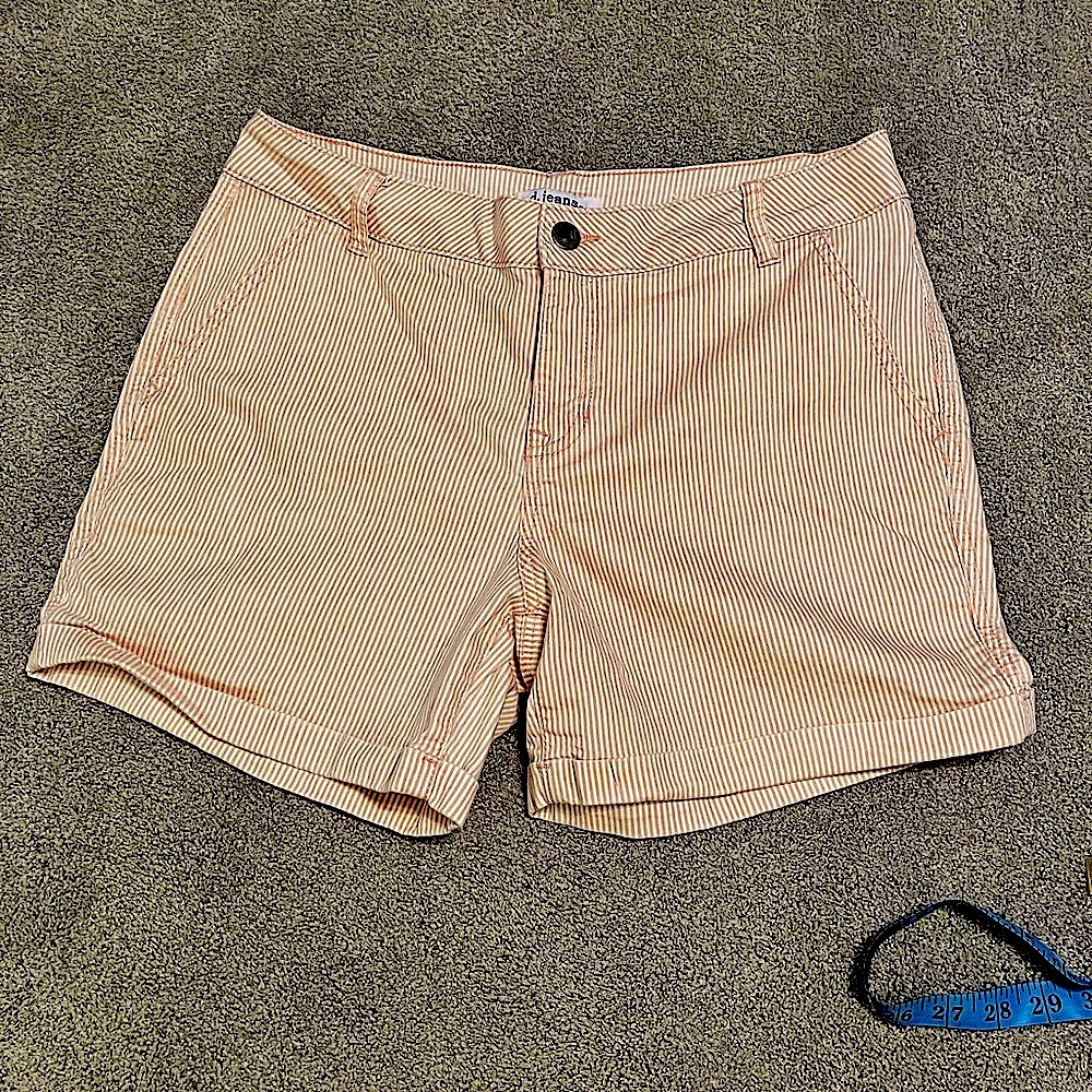 D Jeans Pink Striped Cuffed Shorts Size 14